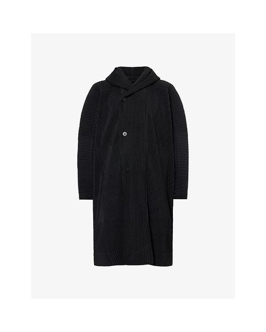 Homme Plissé Issey Miyake Black December Pleated Woven Coat for men