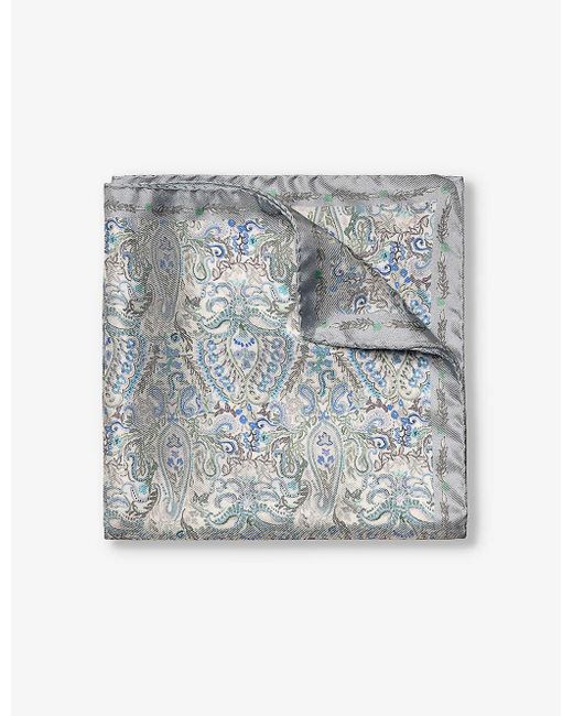 Eton of Sweden Gray Patterned Silk Pocket Square for men