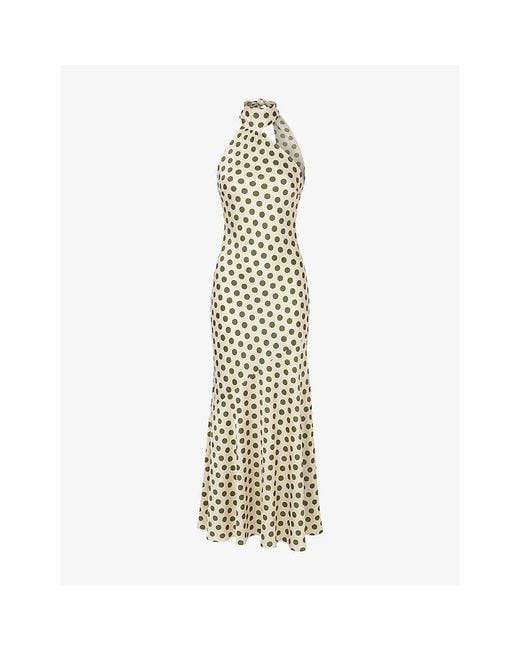 Amy Lynn Metallic Baia Polka-Dot Satin Maxi Dress