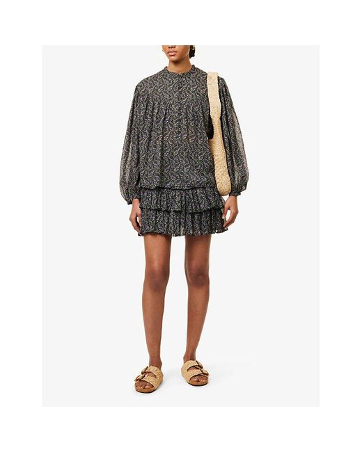 Isabel Marant Gray Naomi Floral-print Cotton Mini Skirt