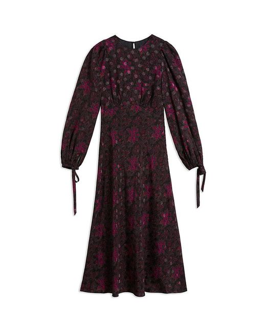 Ted Baker Purple Merlisa Floral-print Woven Midi Dress