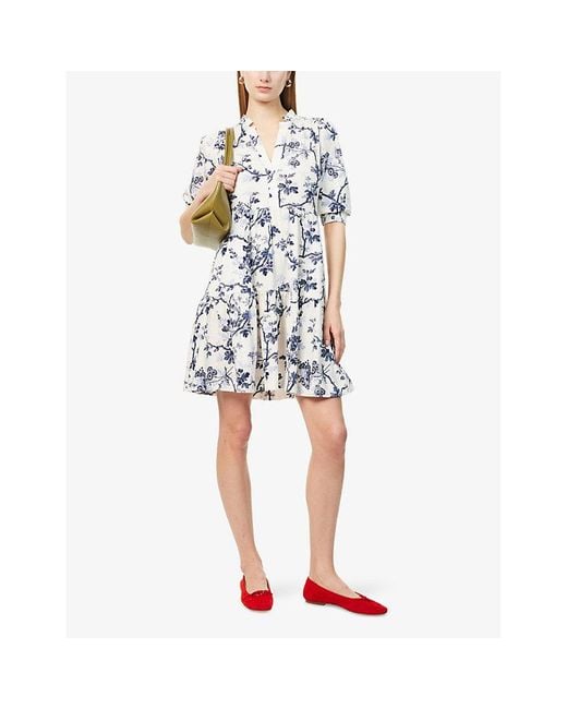 modern botanical print tiered short dress Ditsy Floral Tiered Mini Dress