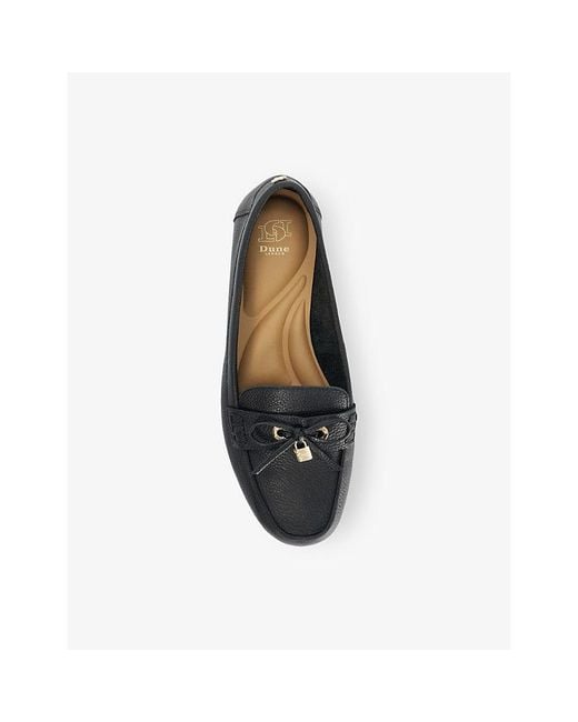 Dune Black Girella Padlock Leather Moccasins