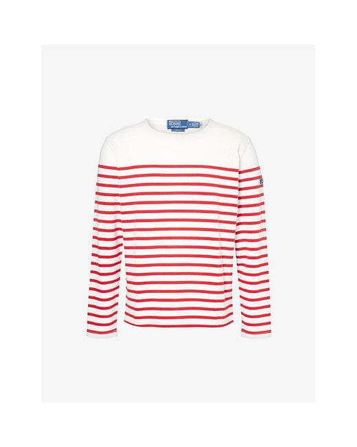 Polo Ralph Lauren Red Stripe-pattern Classic-fit Cotton-jersey T-shirt X for men