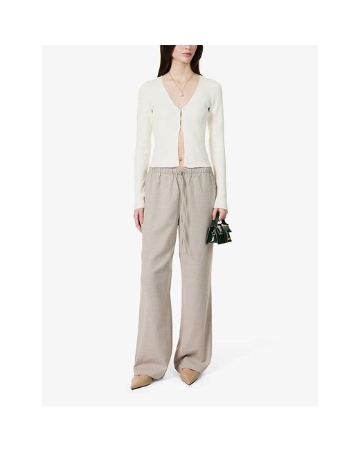 Reformation White Olina Straight-leg High-rise Woven Trousers