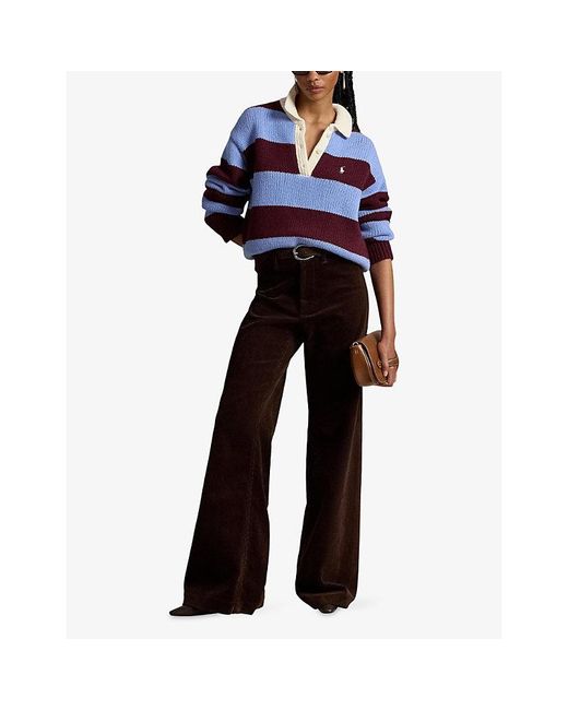 Polo Ralph Lauren Red Striped Wool-Blend Rugby Jumper