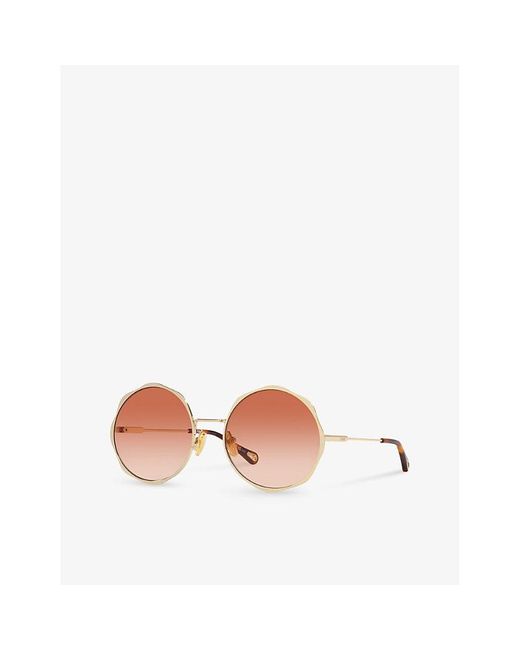Chloé Pink Ch0184s Round-frame Metal Sunglasses