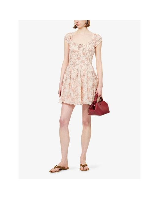 PAIGE Pink Rosewood Floral Cotton Mini Dress