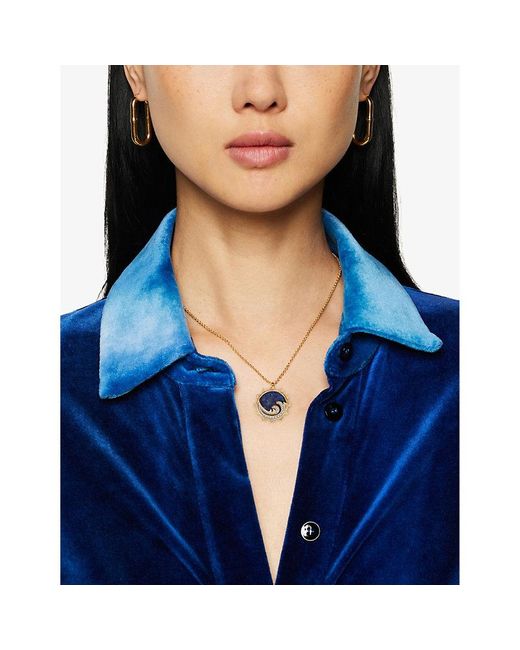 Celeste Starre Blue Perfect Wave 18ct -plated Brass And Zirconia Pendant Necklace