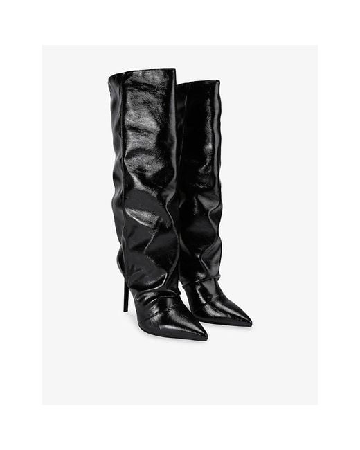 KG by Kurt Geiger Black Frenchy Faux Patent-Leather Heeled Knee-High Boots