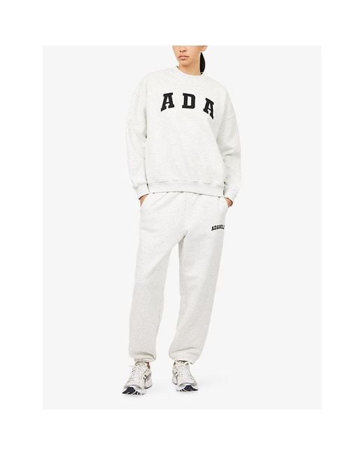 ADANOLA White Varsity Loose-Fit Cotton-Blend Sweatpants