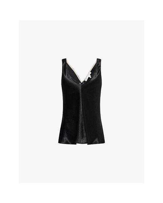 Agolde Black X Maria Mcmanus Deep V-Neck Satin Tunic Top