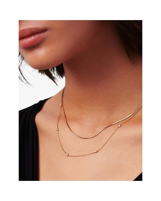 Missoma Metallic Fine Floating 0.06Ct Diamond 14Ct Necklace