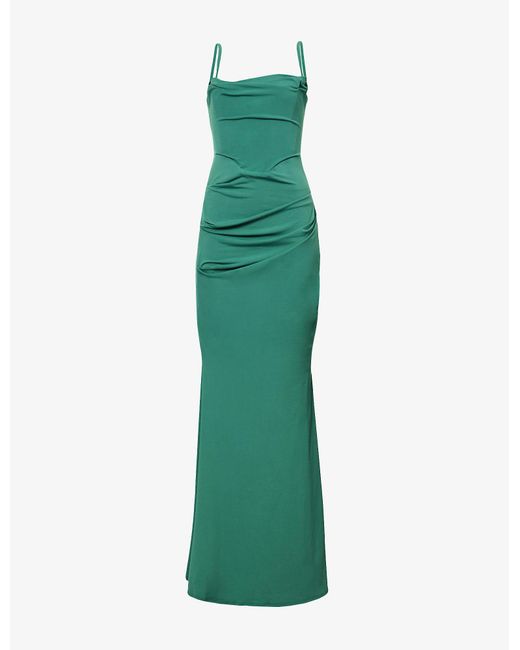 House Of Cb Milena Sleeveless Stretch-crepe Maxi Dress in Green | Lyst
