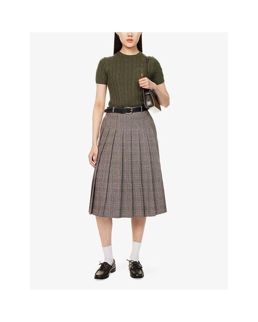Polo Ralph Lauren Green Cable-Knit Short-Sleeves Cotton-Knit Jumper