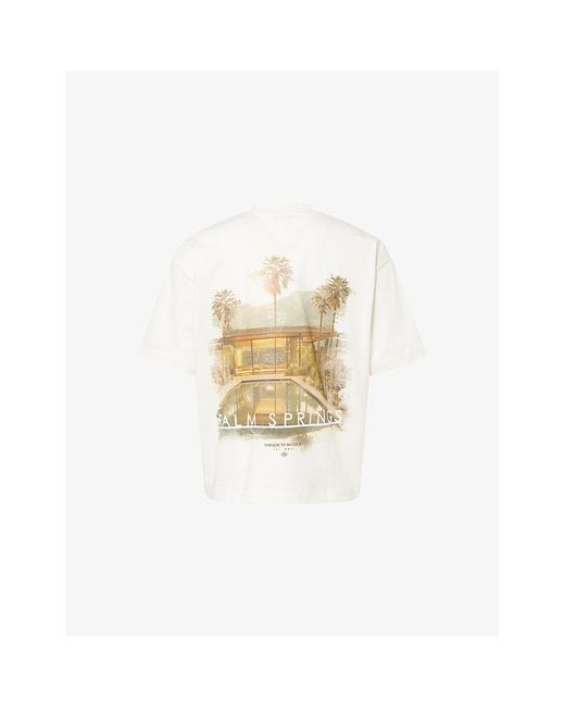 The Couture Club White Palm Springs Graphic Print Cotton-Jersey T-Shirt for men