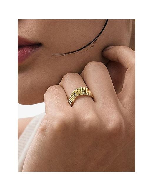 Astley Clarke Metallic Raye 18Ct-Plated Sterling- And Lab-Grown Sapphire Ring