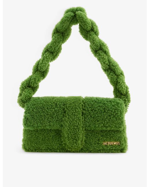 Jacquemus Leather Le Bambidou Shearling Tophandle Bag in Green Lyst