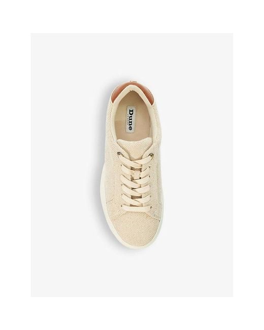 Dune Natural exaggerate Logo-badge Flatform Canvas Trainers