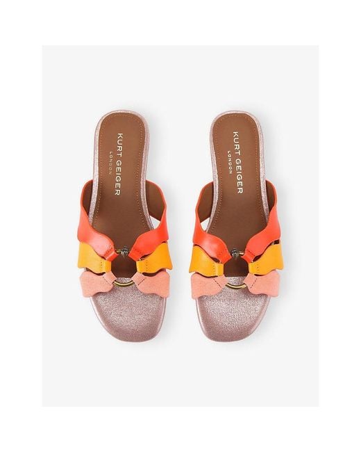 Kurt Geiger Orange Sun Wave Leather And Suede Sandals