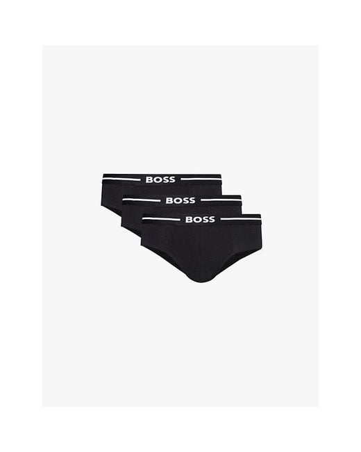 Boss Black Branded Waistband Stretch-Cotton Briefs for men