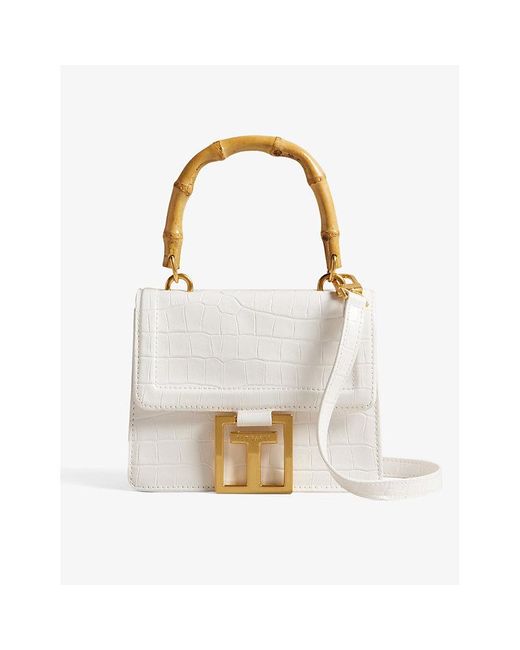 Ted Baker White Aalicce Croc-embossed Faux-leather Shoulder Bag