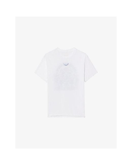 Zadig & Voltaire White Tommer Logo-Print Short-Sleeve Cotton T-Shirt