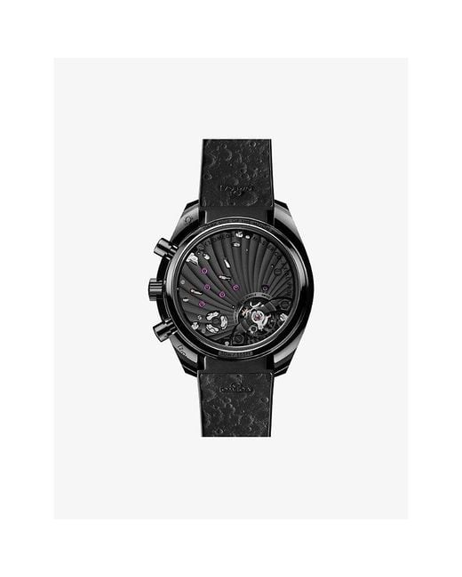 Omega Black Speedmaster Dark Side Of The Moon Ceramic Rubber-Strap Watch 44.25Mm for men