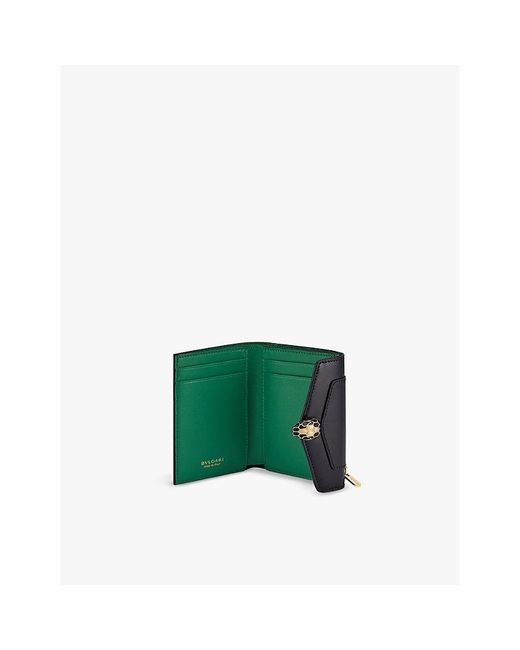 BVLGARI Black Serpenti Forever Compact Leather Wallet