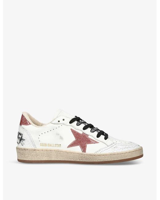 Golden Goose Deluxe Brand Natural Ballstar 11141 Logo-print Leather Low-top Trainers