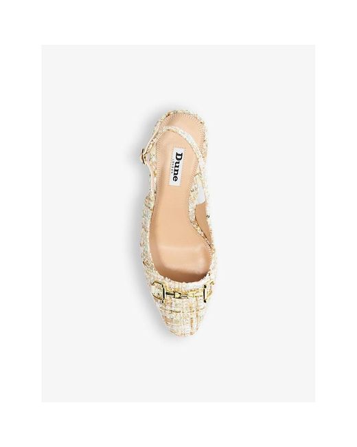 Dune Natural Choices Chain-embellished Heeled Slingback Courts