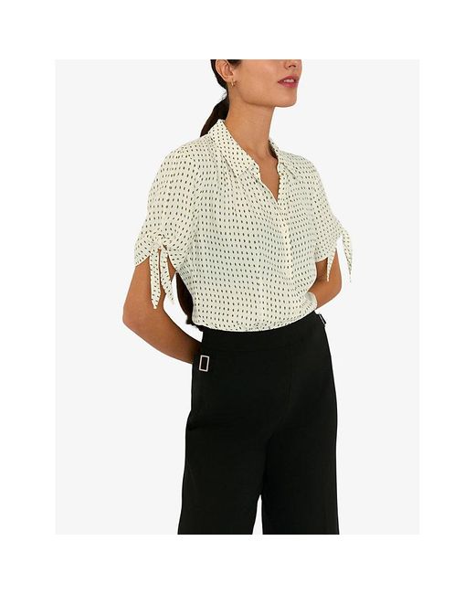 Whistles White Spotted Tie-Cuff Woven Shirt