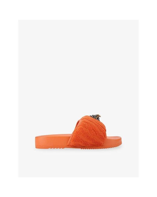 Kurt Geiger Orange Eagle Puff Fabric Slides for men