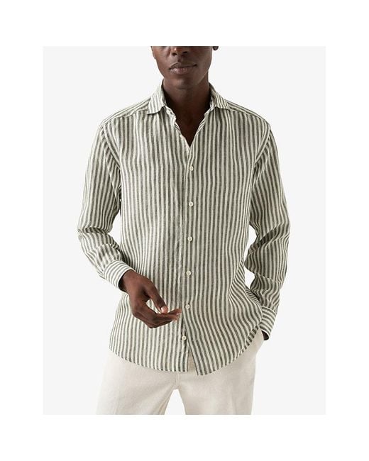 Eton of Sweden Gray Striped Regular-fit Linen Shirt for men