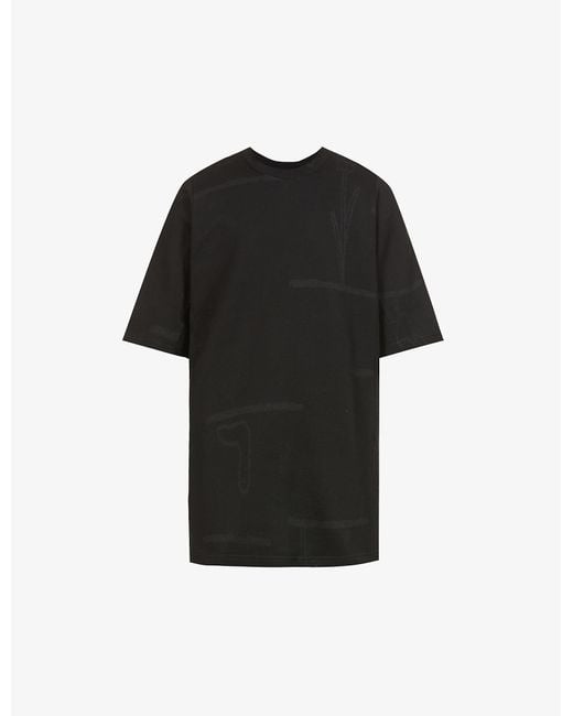 Byborre Black Abstract-pattern Oversized Organic-cotton T-shirt for men