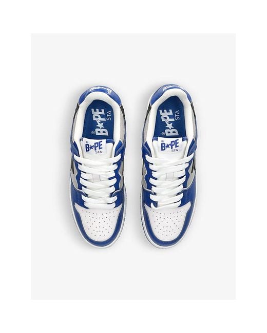 A Bathing Ape Blue Bape Sk8 Sta #1 M2 Leather And Suede Low-top Trainers for men