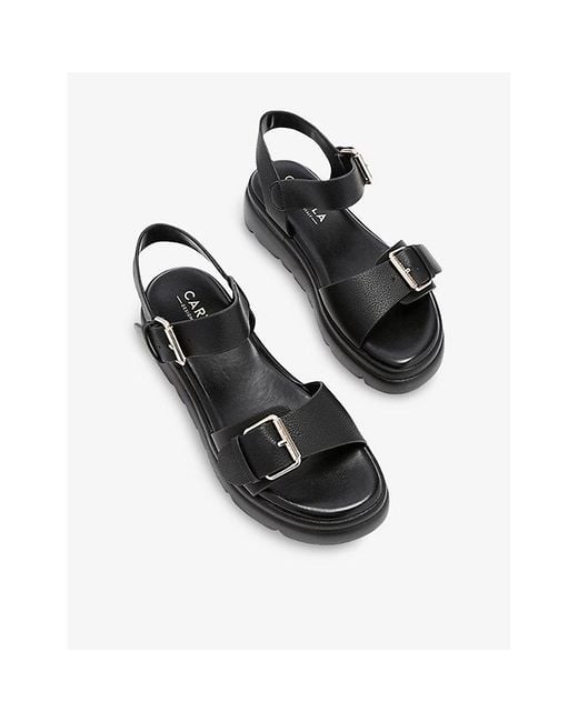 Carvela Kurt Geiger Black Krypton Buckled Faux-Leather Sandals