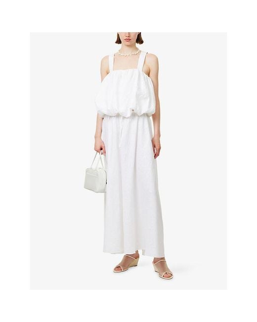 Dissh White Ravello High-Rise Cotton Midi Skirt