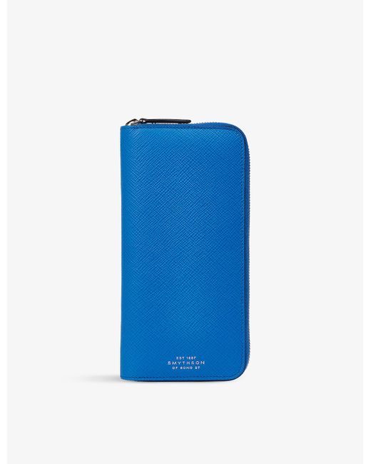 Smythson Panama Ziparound Crossgrain Leather Wallet in Blue Lyst
