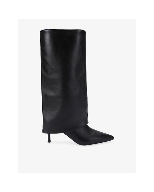 KG by Kurt Geiger Black Fate Faux-Leather Heeled Knee-High Boots
