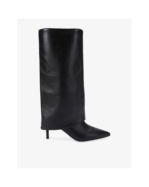 KG by Kurt Geiger Black Fate Faux-Leather Heeled Knee-High Boots