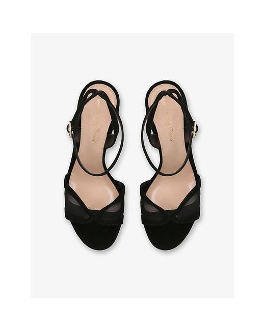 Gianvito Rossi Black Bow-Embellished 105 Mesh Platform Heeled Sandals