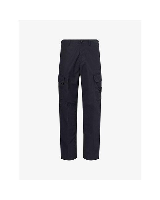 Stone Island Blue Ghost Waterproof Cotton-Canvas Trousers for men