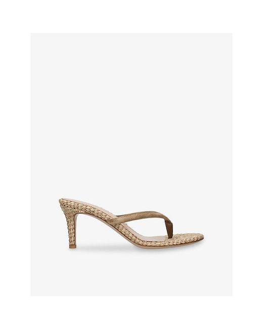 Gianvito Rossi Natural Calypso Suede And Raffia Heeled Sandals