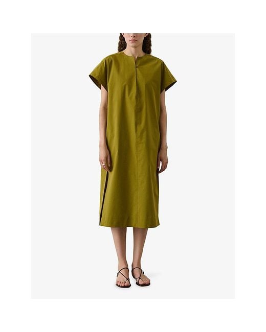 Soeur Green Ianni Detachable-Top Cotton-Poplin Midi Dress