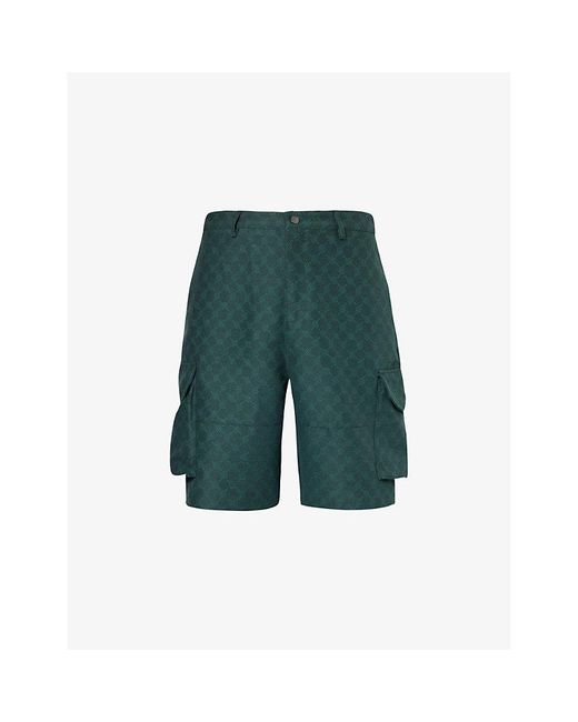 Daily Paper Green Benji Brand-embellished Woven Cargo Shorts X for men
