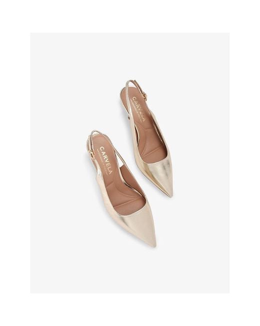 Carvela Kurt Geiger White Spirit Metallic Faux-Leather Slingback Courts