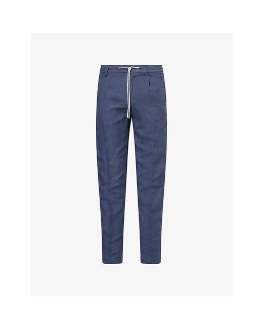 Eleventy Blue Slim-Leg Jogger Linen-Blend Trousers for men