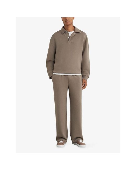 Reiss Gray Brooks Relaxed-Fit Cotton-Blend Polo Sweatshirt for men