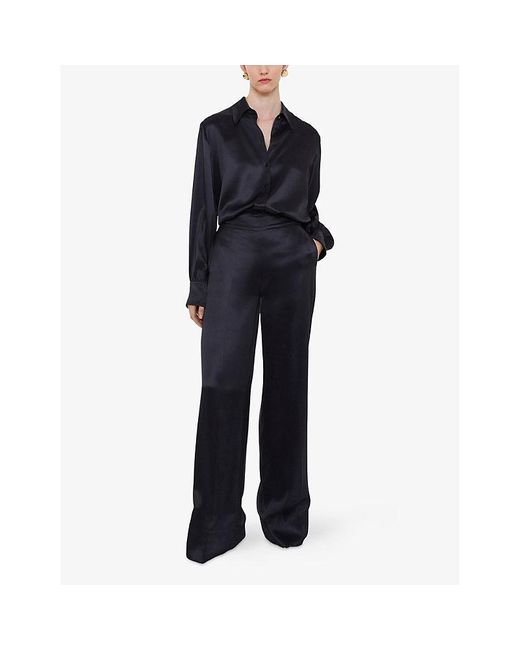 Joseph Blue Dijon Wide-Leg Satin Trousers
